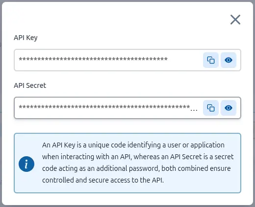 Application keys screen