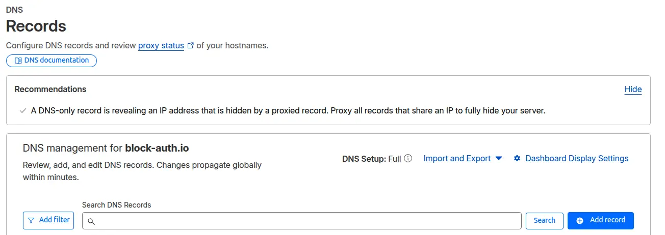Cloudflare add DNS record form
