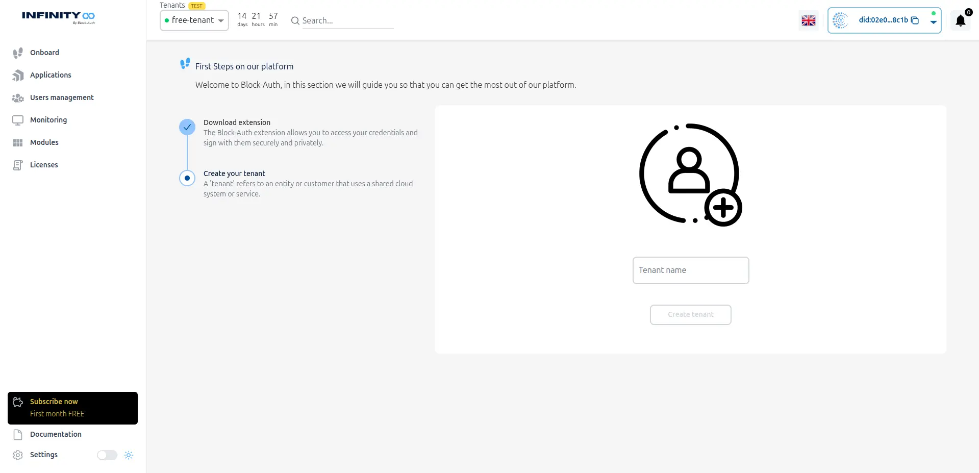 Dashboard registration complete