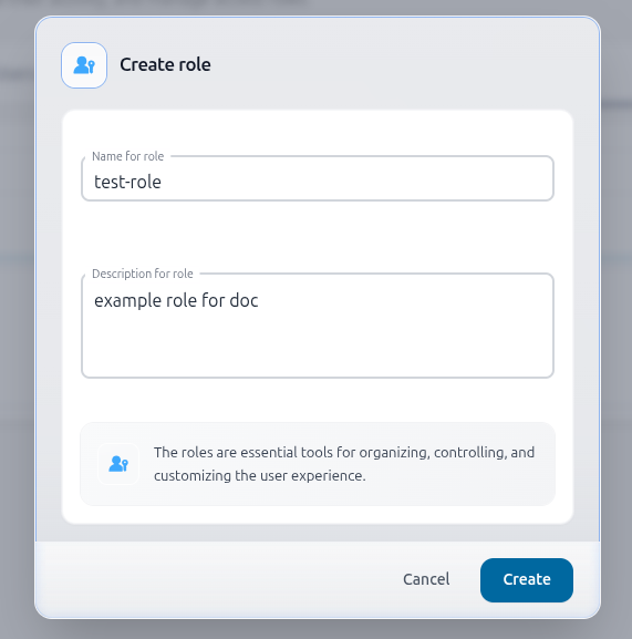 Create role modal
