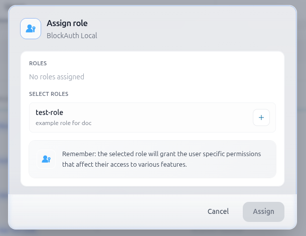 Assign role modal